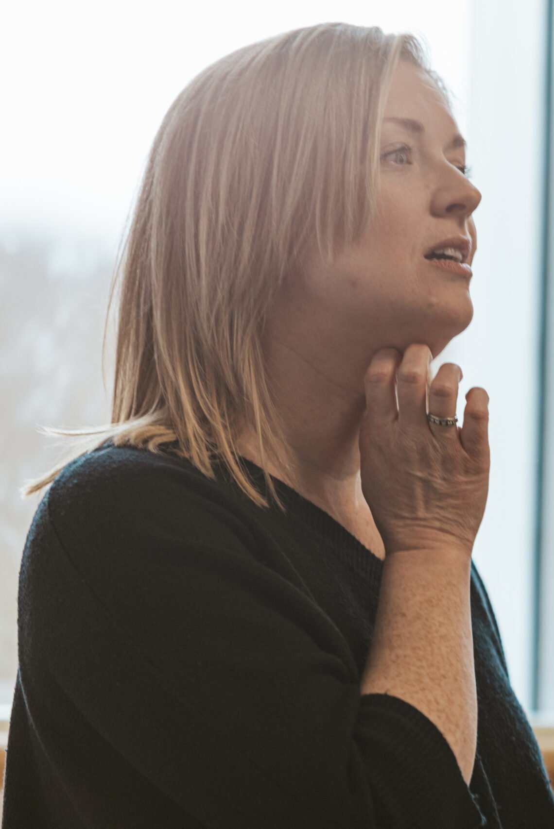 Gemma demonstrating vocal coaching techniques