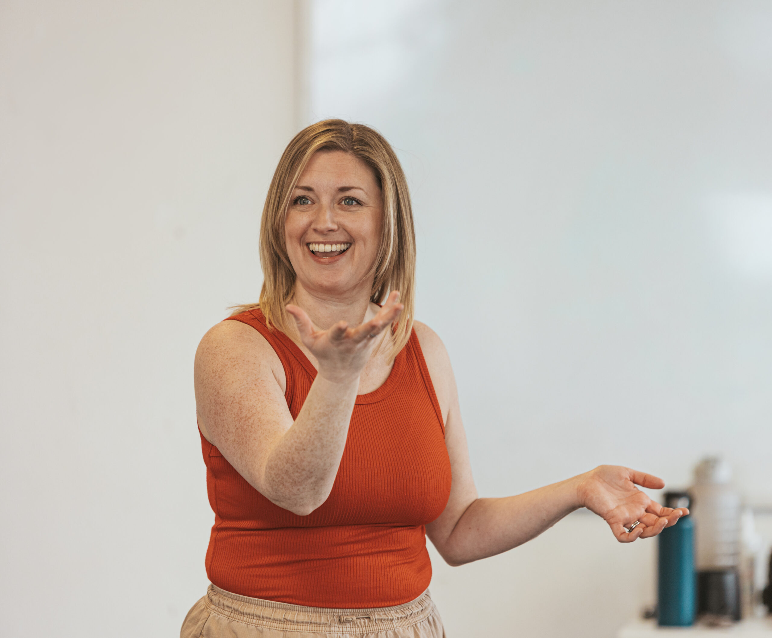 Voice Coach Gemma Boaden leading a class