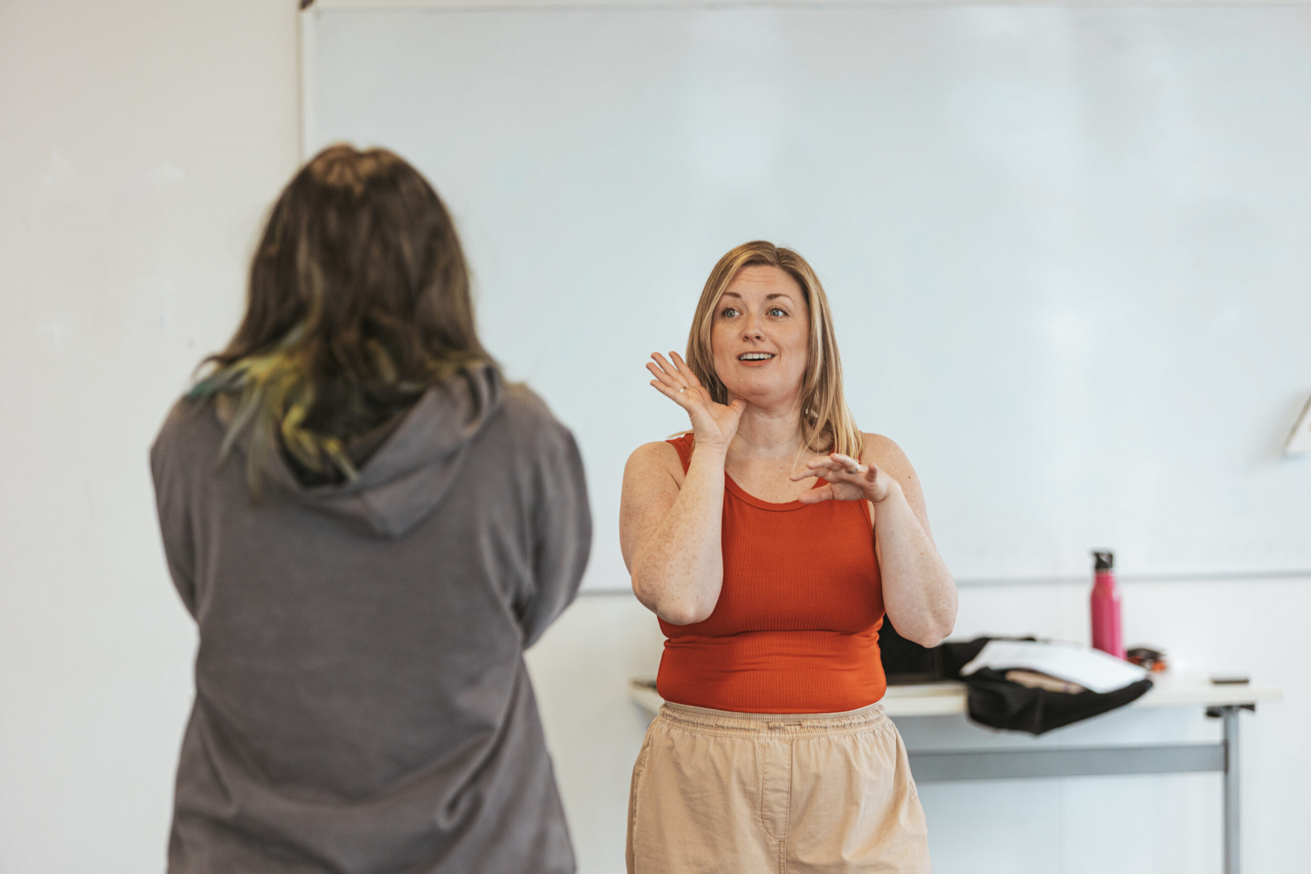 Gemma demonstrating more vocal exercises